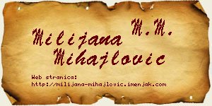 Milijana Mihajlović vizit kartica